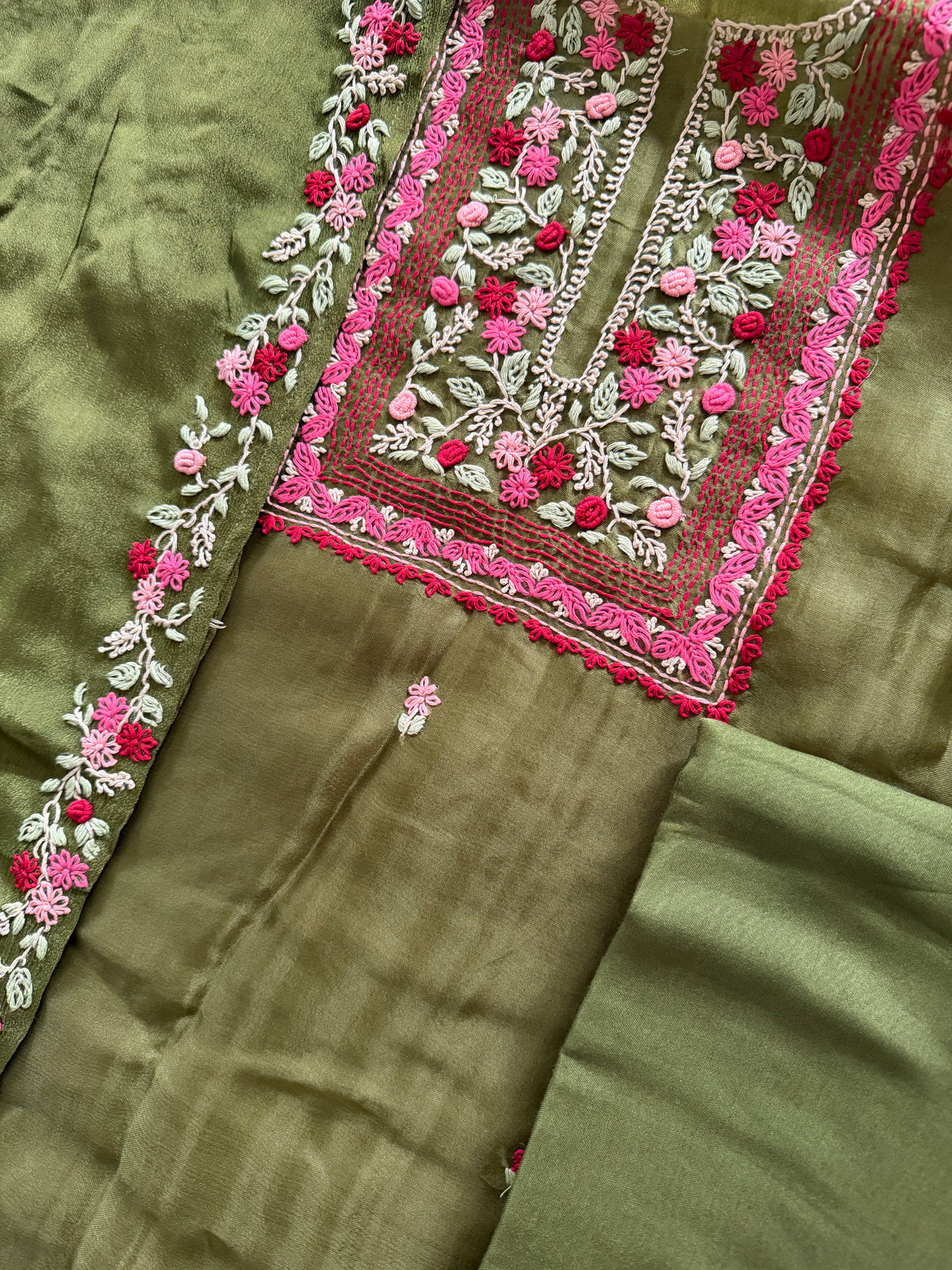 Olive French Knot- 3 Piece Suit