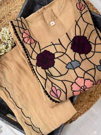 Beige Bloom-3 Piece Suit Set