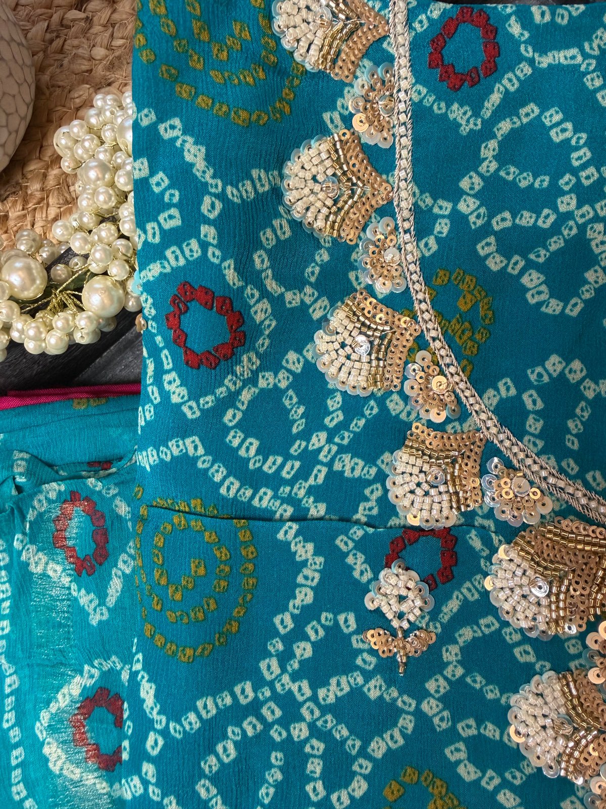 Pink Gulmohar Bandhani-3 Piece Suit Set