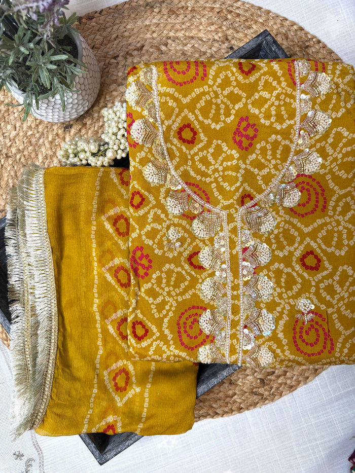 Yellow Gold-3 Piece Suit Set