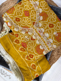 Pink Gulmohar Bandhani-3 Piece Suit Set