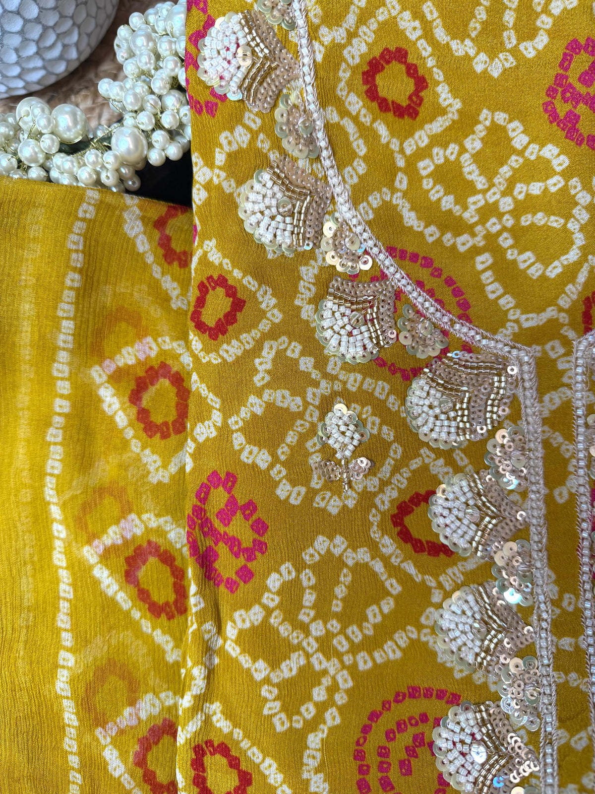 Pink Gulmohar Bandhani-3 Piece Suit Set