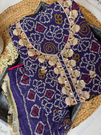 Pink Gulmohar Bandhani-3 Piece Suit Set