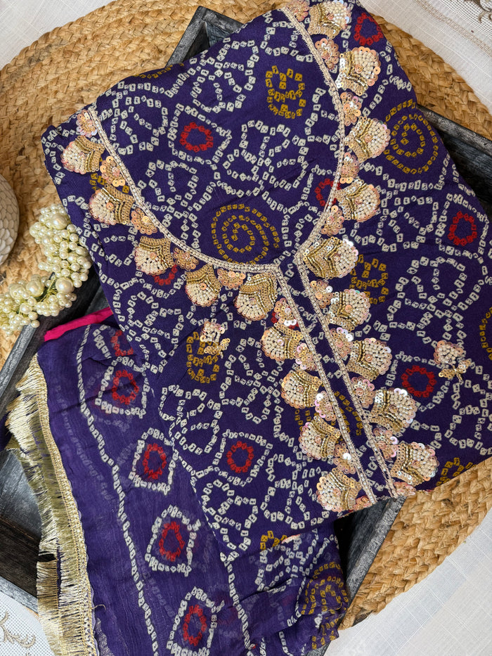 Navy Noor-3 Piece Suit Set