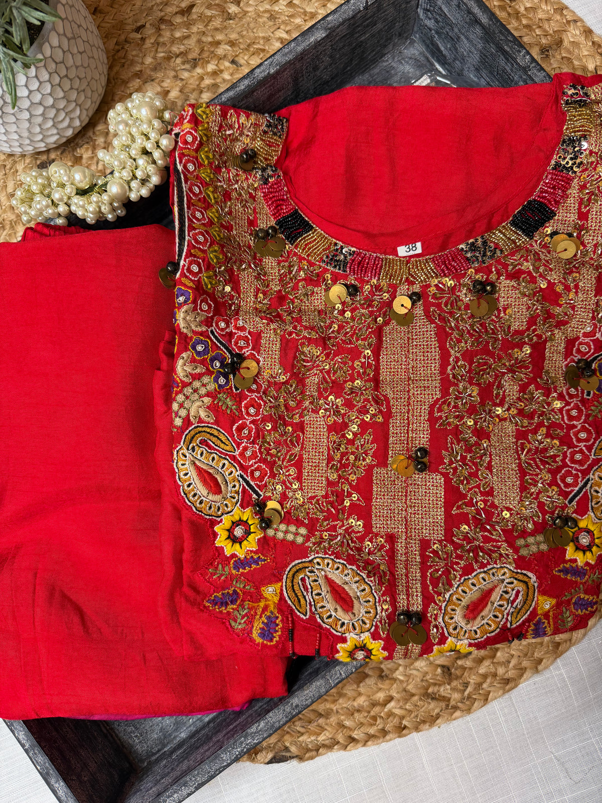 Red Roman-3 Piece Suit Set