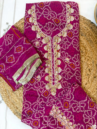 Pink Gulmohar Bandhani-3 Piece Suit Set