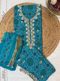 Pink Gulmohar Bandhani-3 Piece Suit Set