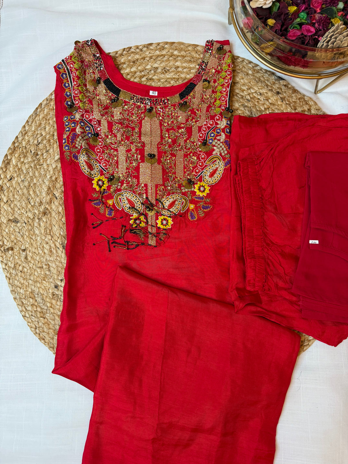 Red Roman-3 Piece Suit Set