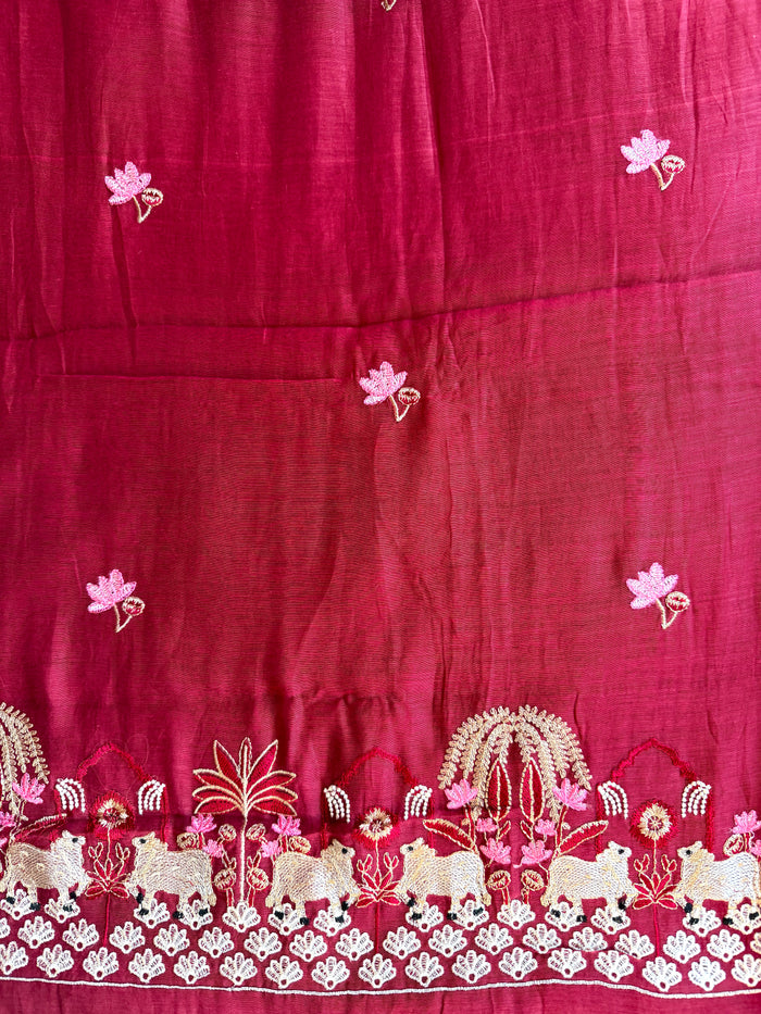 Mehroon Mul-3 Piece Suit Set