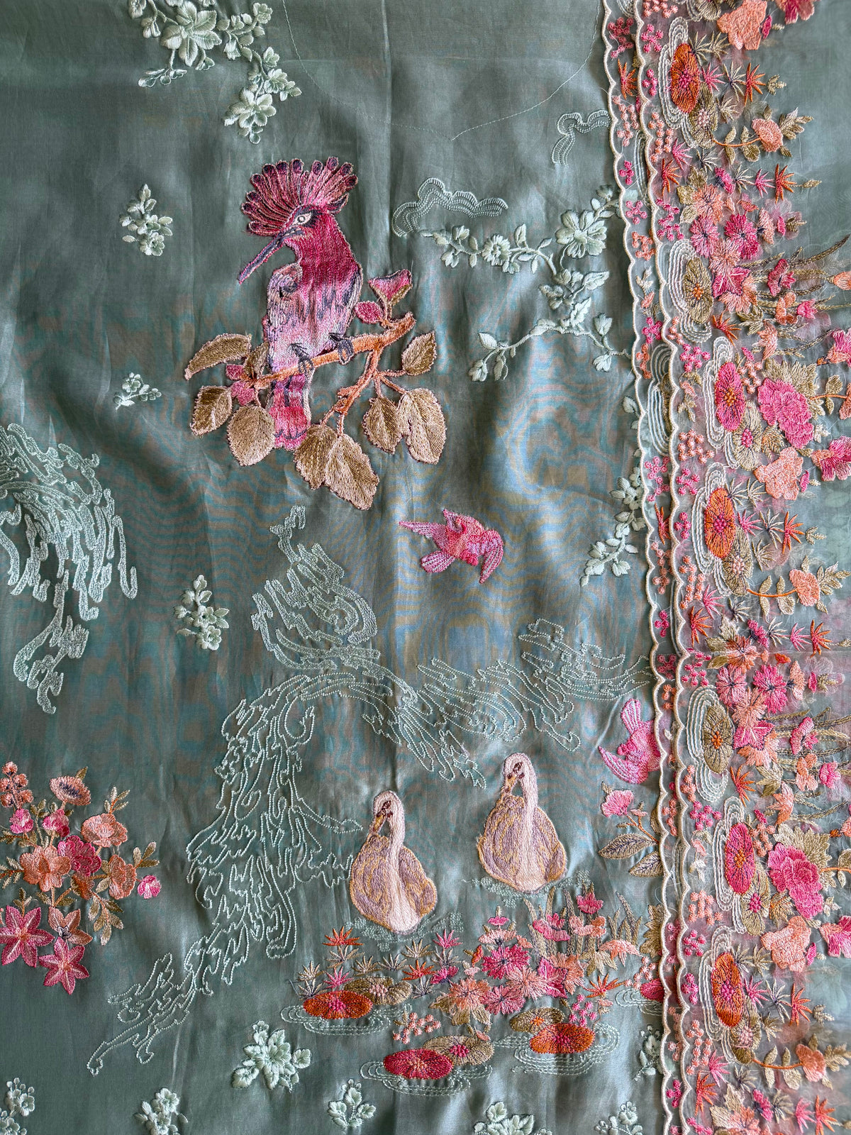 Green Chanderi-3 Piece Suit Set