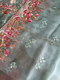 Green Chanderi-3 Piece Suit Set