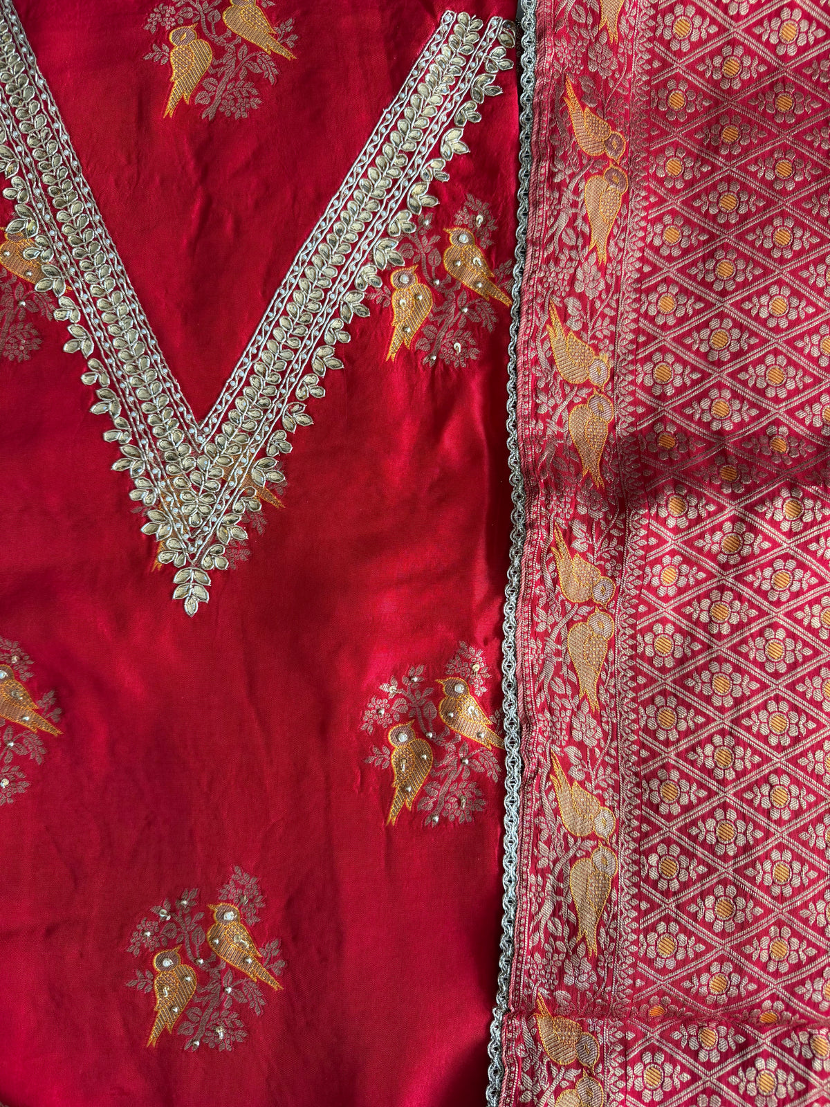 Red Kanjivaram-3 Piece Suit Set