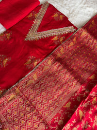Red Kanjivaram-3 Piece Suit Set