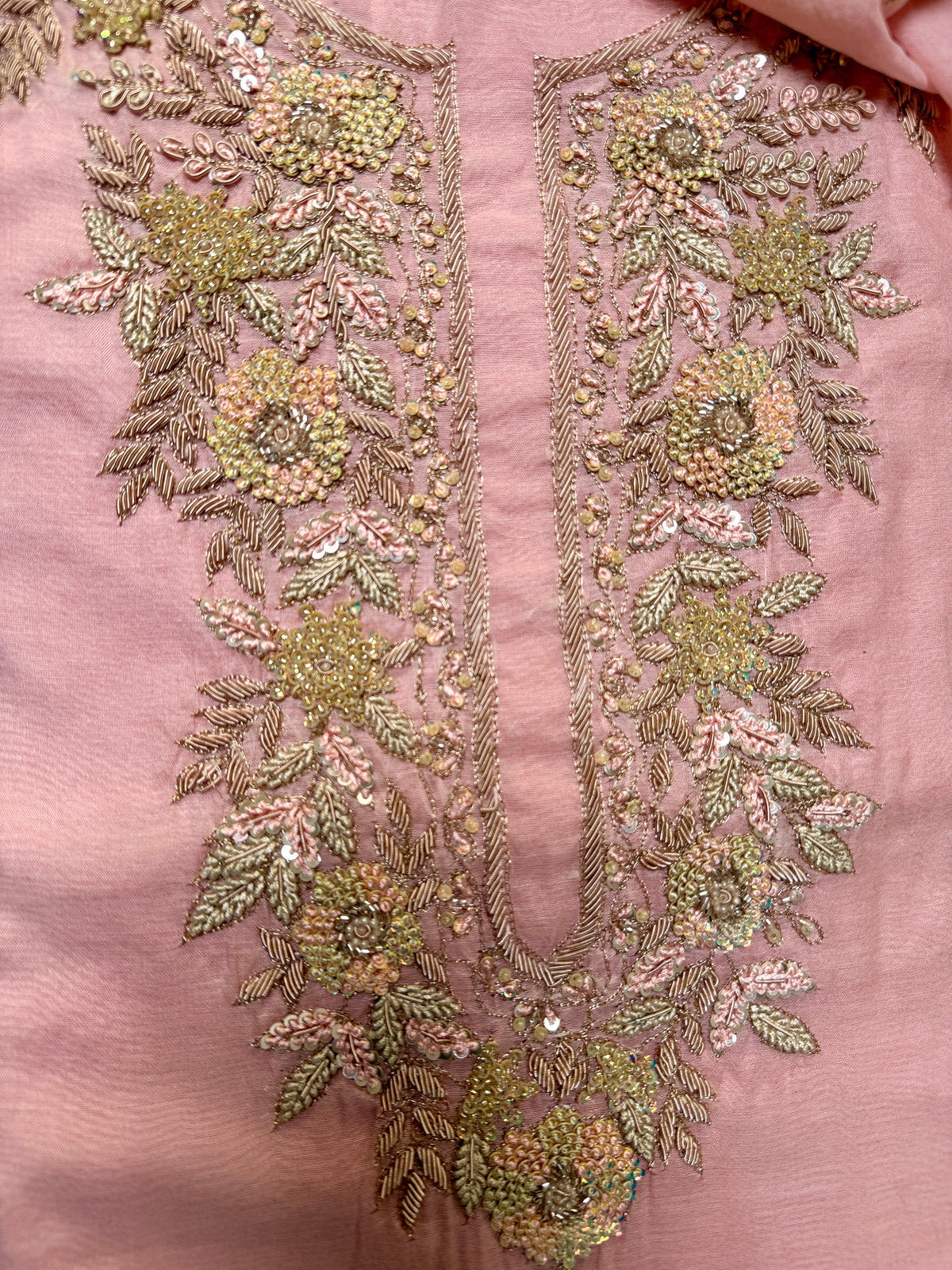 Orangish Mul Chanderi-3 Piece Suit Set