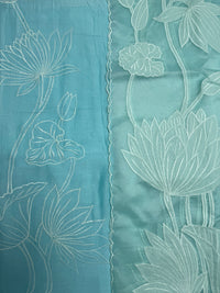 Blue Chanderi- 3 Piece Suit Set