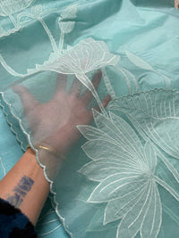 Blue Chanderi- 3 Piece Suit Set