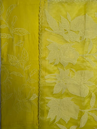 Lime Yellow Chanderi- 3 Piece Suit Set