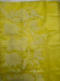 Lime Yellow Chanderi- 3 Piece Suit Set