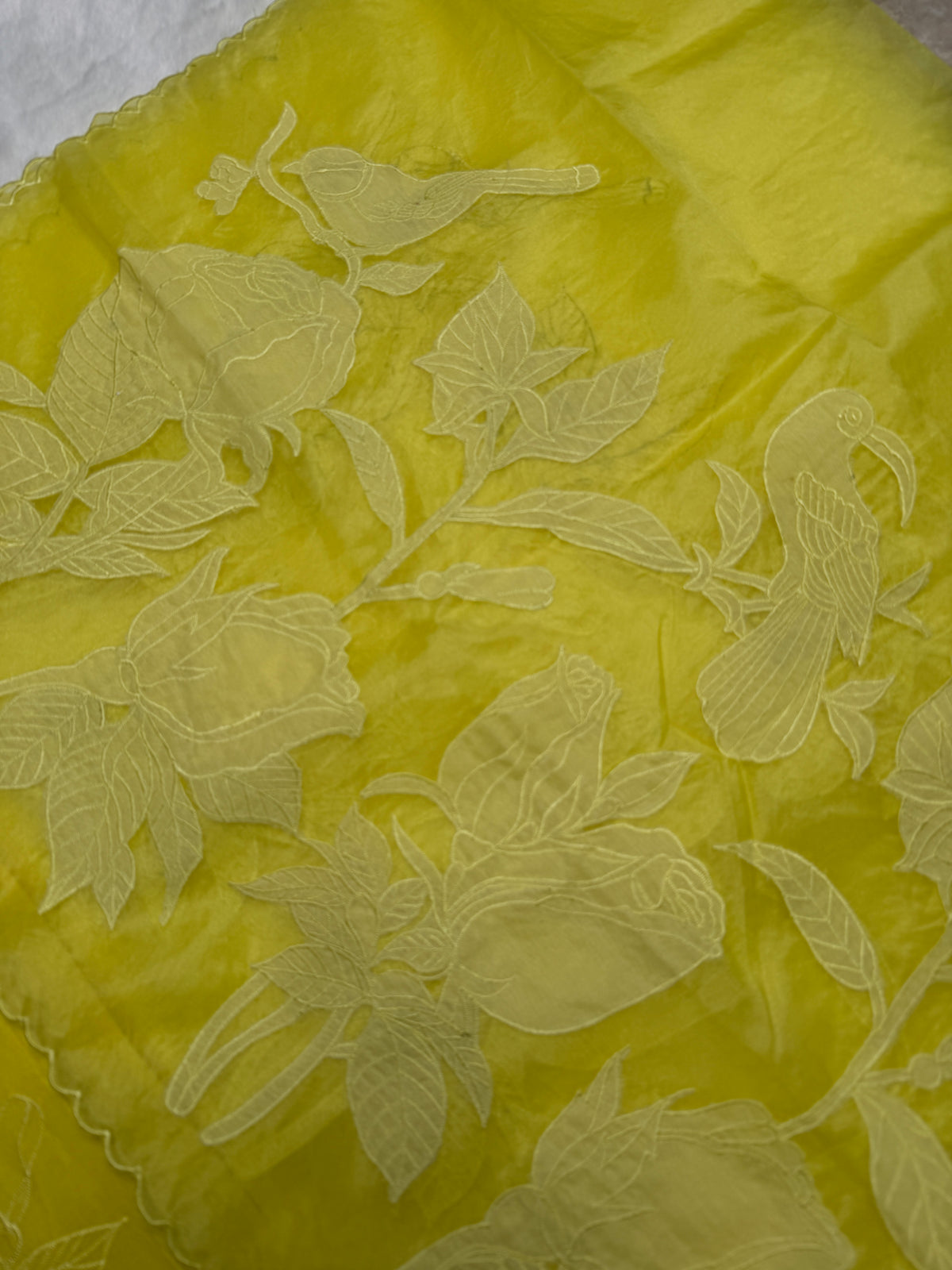 Lime Yellow Chanderi- 3 Piece Suit Set