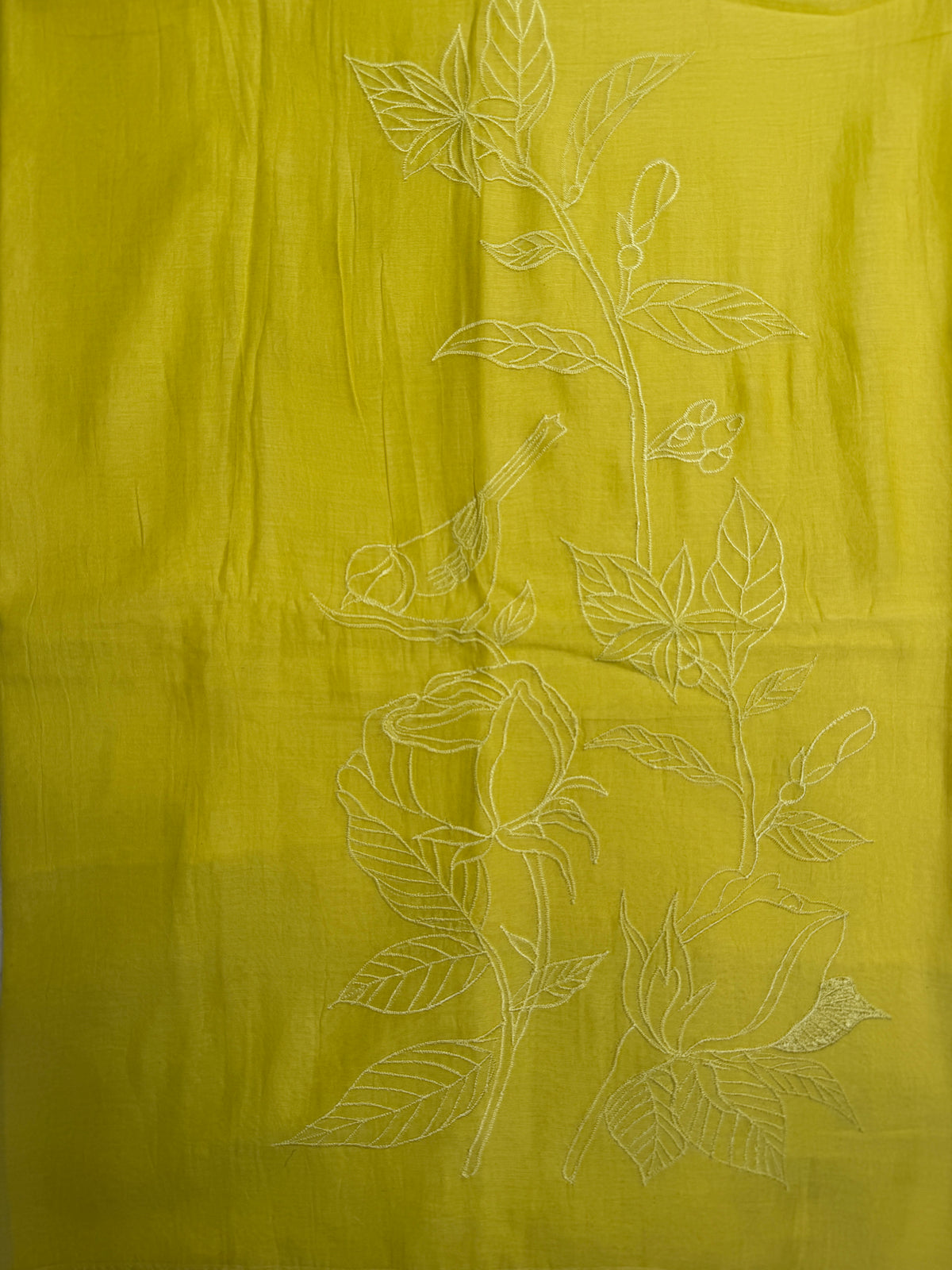 Lime Yellow Chanderi- 3 Piece Suit Set