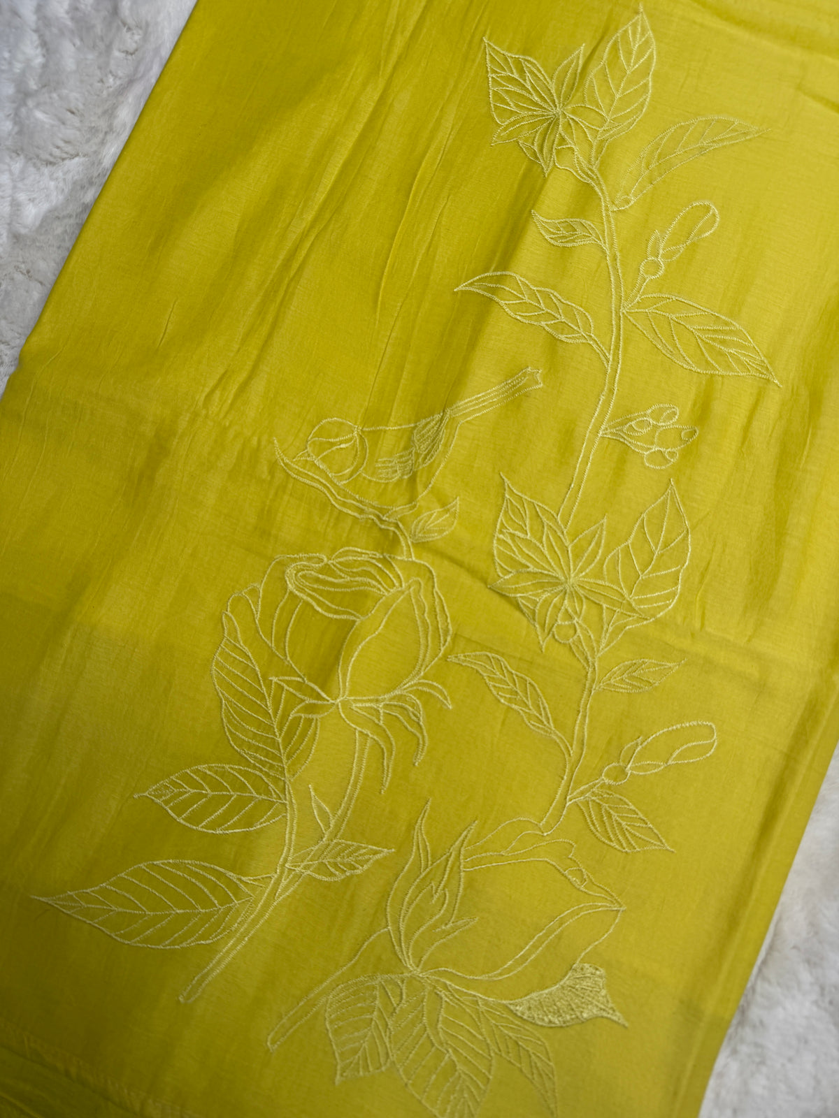 Lime Yellow Chanderi- 3 Piece Suit Set