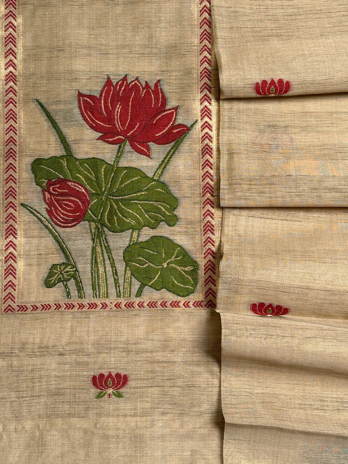 Beige Lotus-3 Piece Suit Set